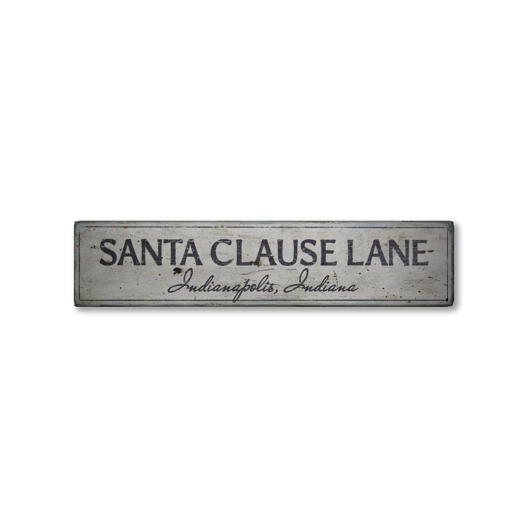 Santa Clause Lane Rustic Wood Sign