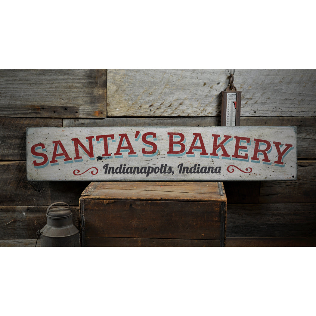 Santa's Bakery Rustic Wood Sign