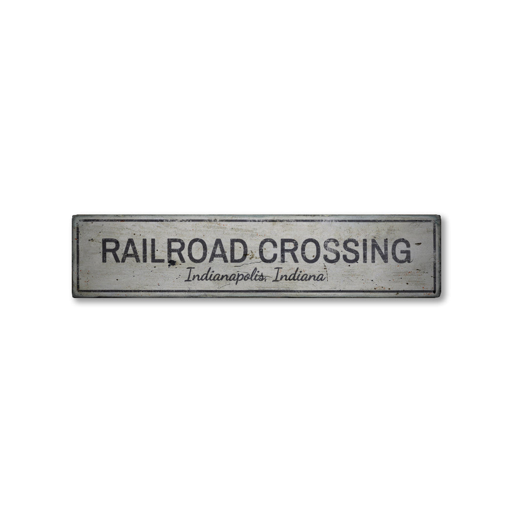 Railroad Crossing Rustic Wood Sign