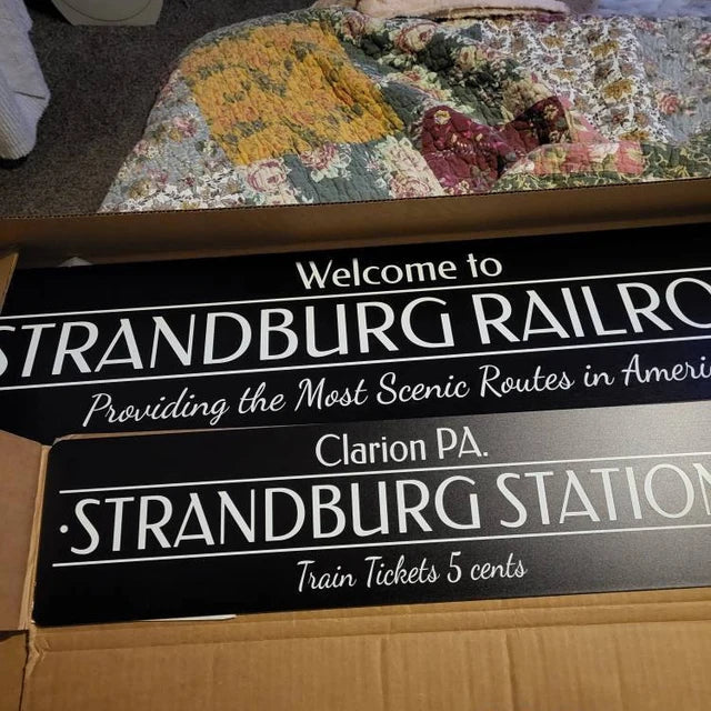 Train Station Welcome Sign