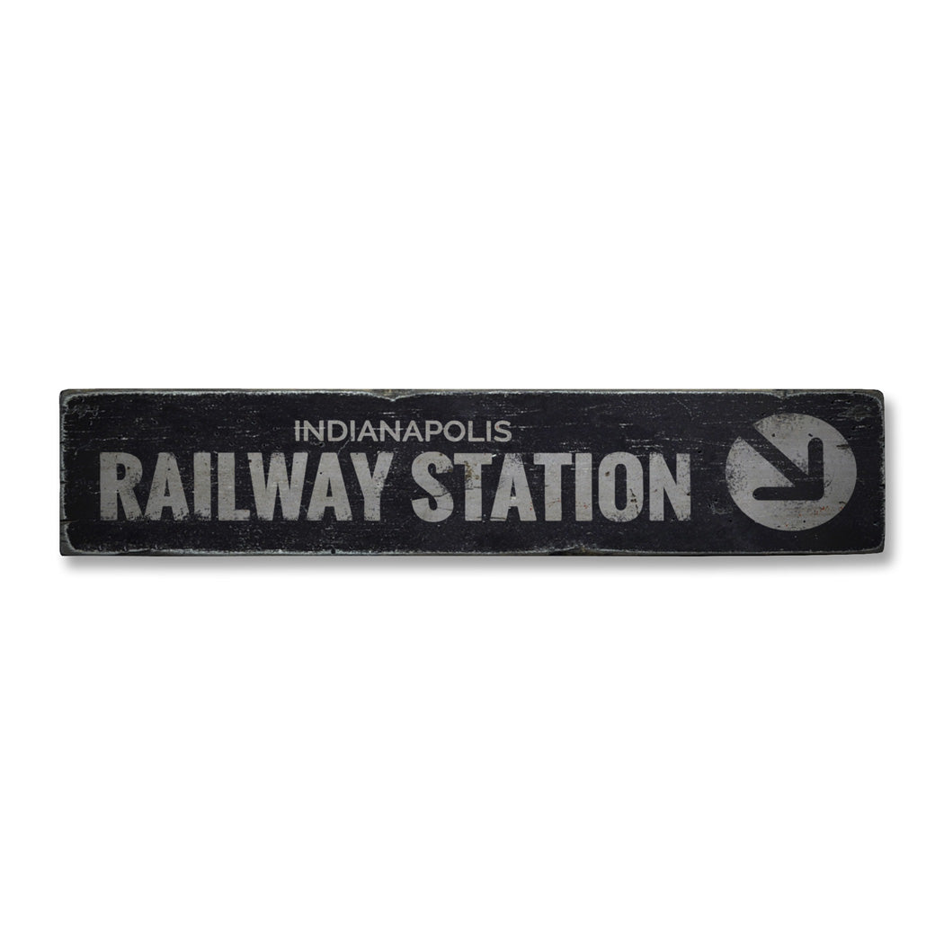 Railway Station Rustic Wood Sign