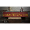 Train Station City Arrow Rustic Wood Sign