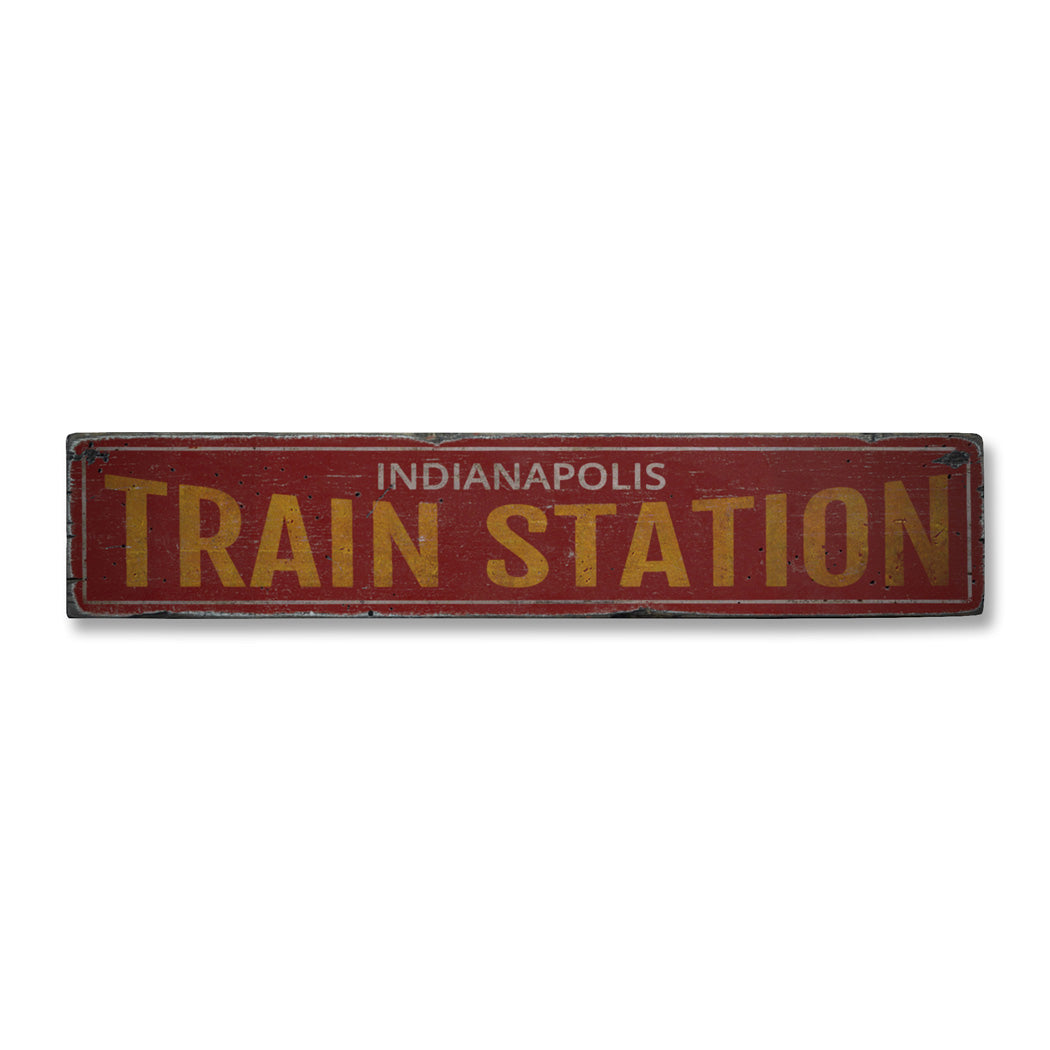 Tran Station City Rustic Wood Sign