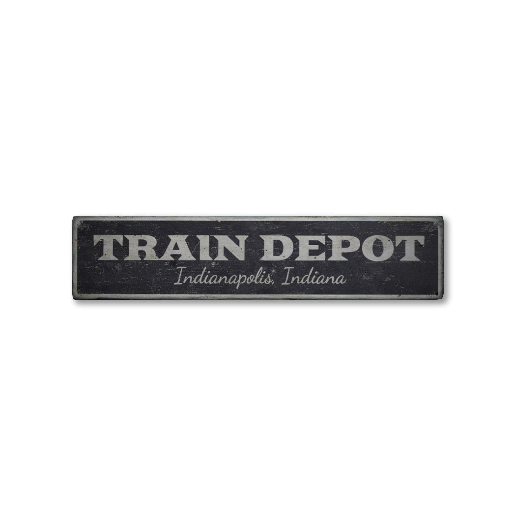 Train Depot Rustic Wood Sign