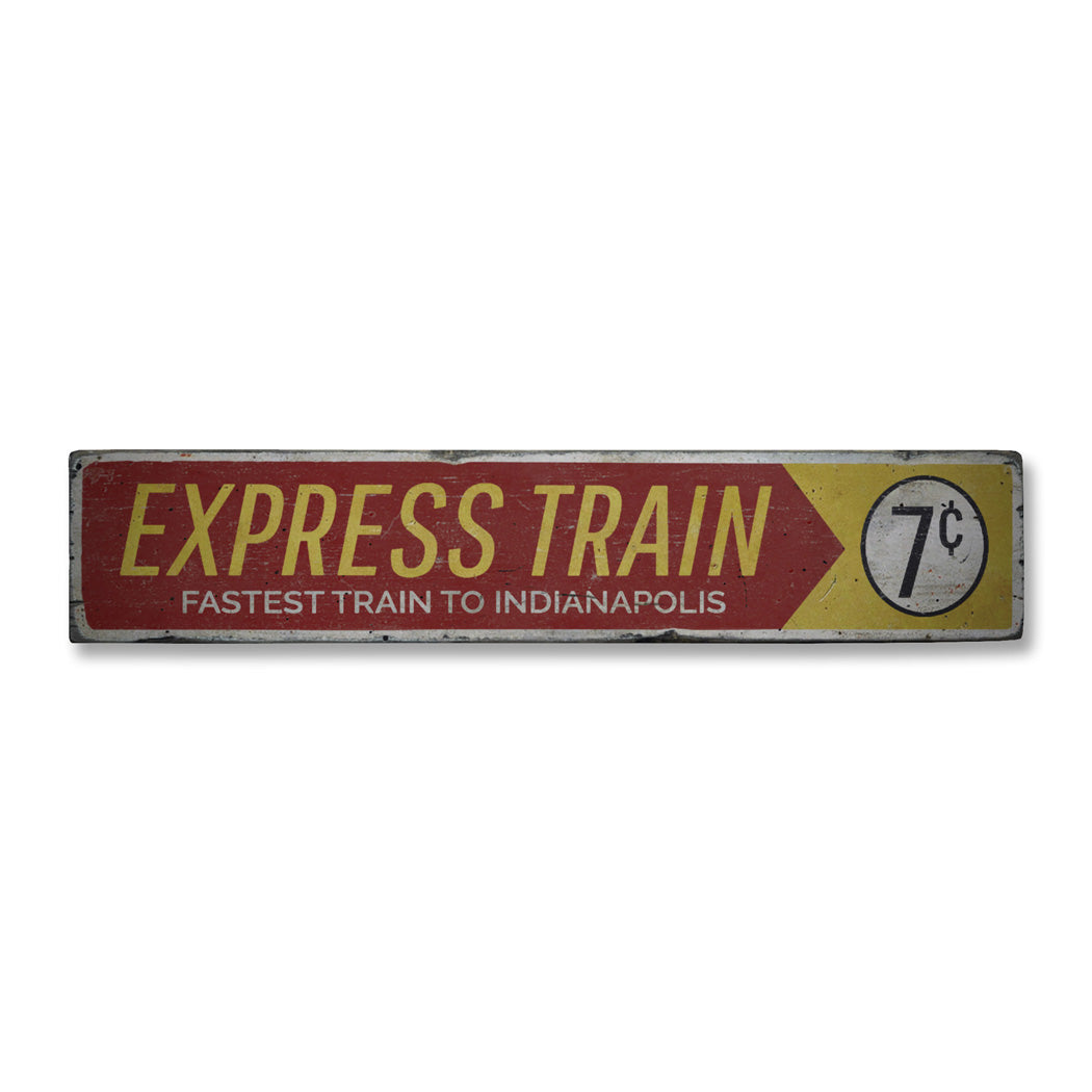 Express Train Rustic Wood Sign