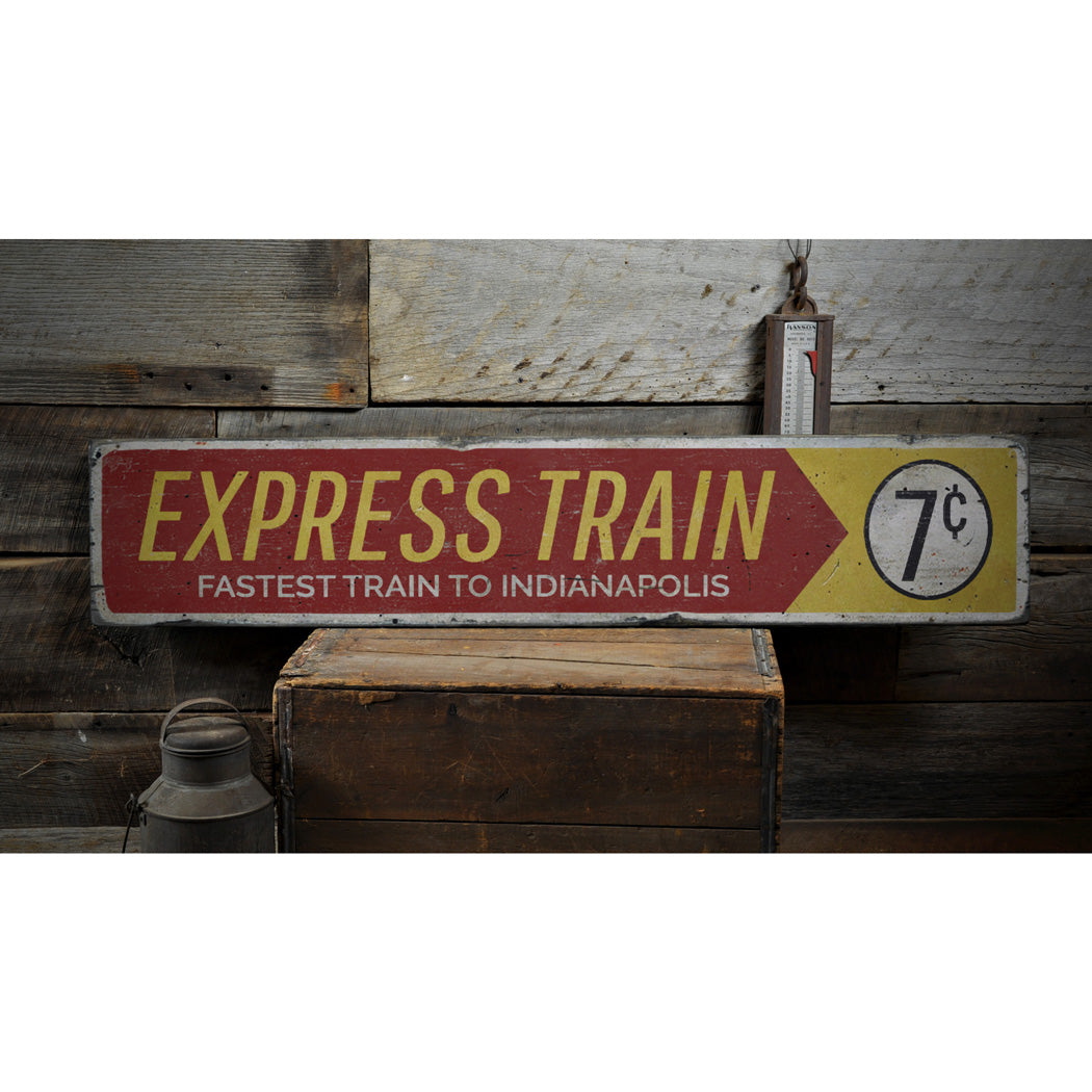 Express Train Rustic Wood Sign