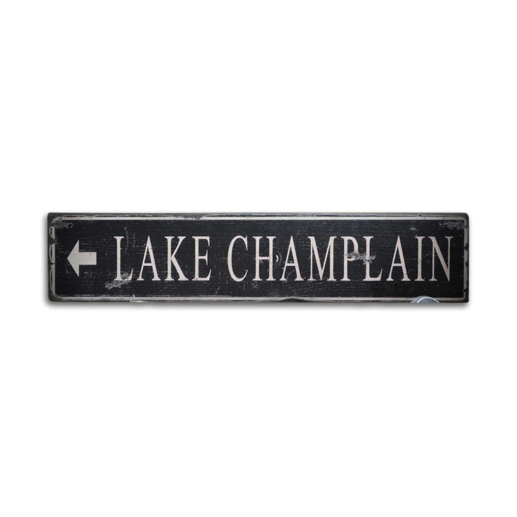 Directional Lake Rustic Wood Sign