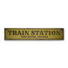 Train Station City State Rustic Wood Sign