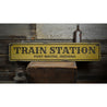 Train Station City State Rustic Wood Sign