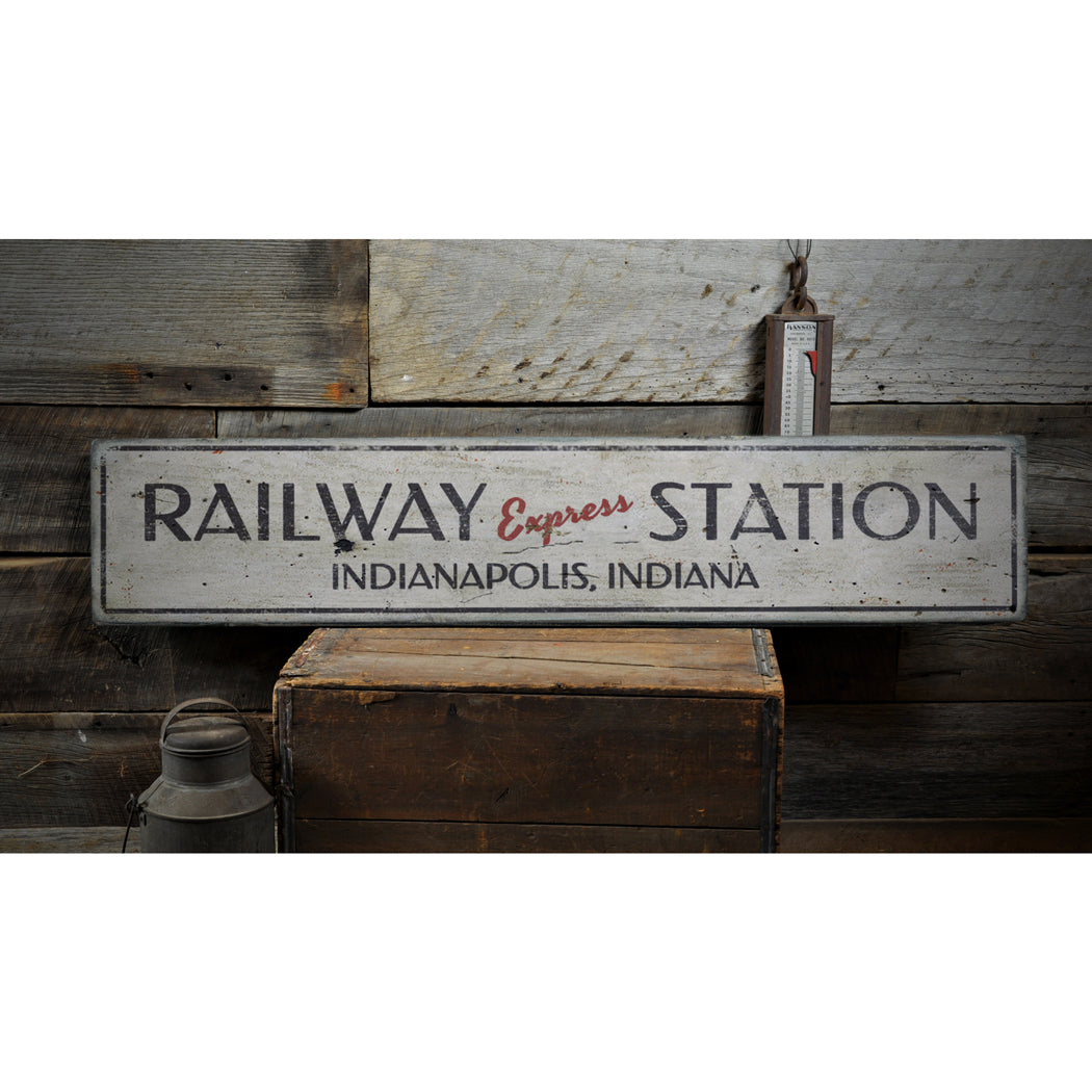 Railway Express Station Rustic Wood Sign