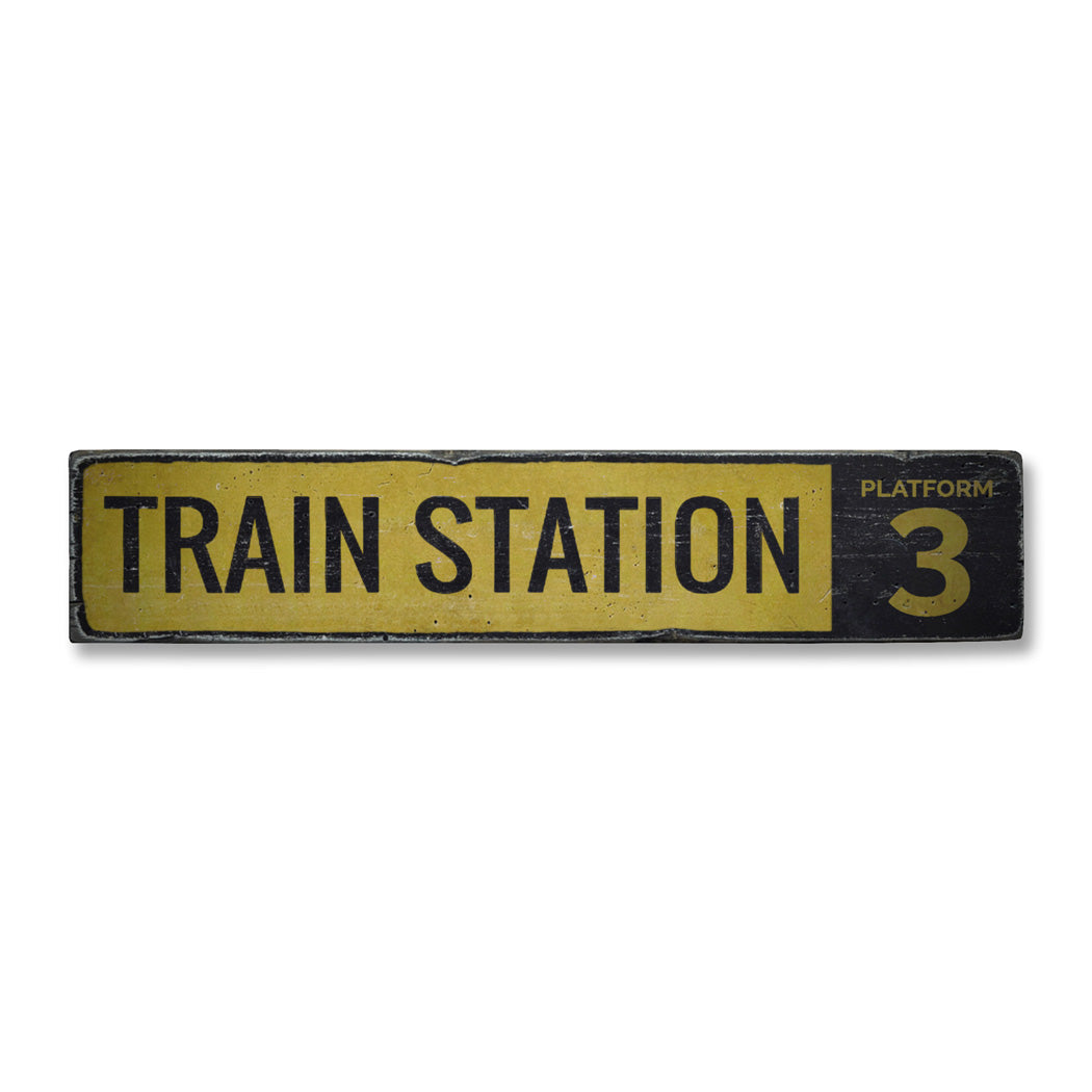 Train Station Platform Number Rustic Wood Sign