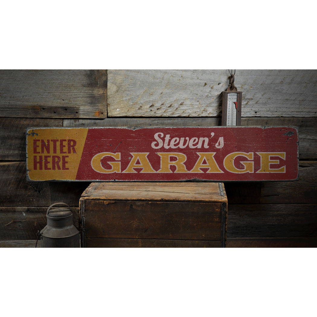 Garage Entrance Rustic Wood Sign