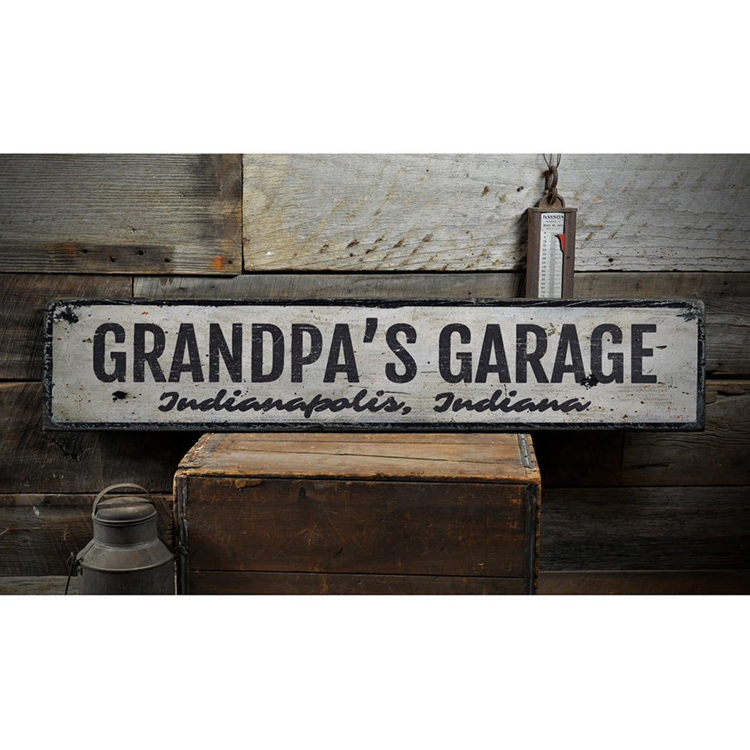 Grandpas Garage Rustic Wood Sign