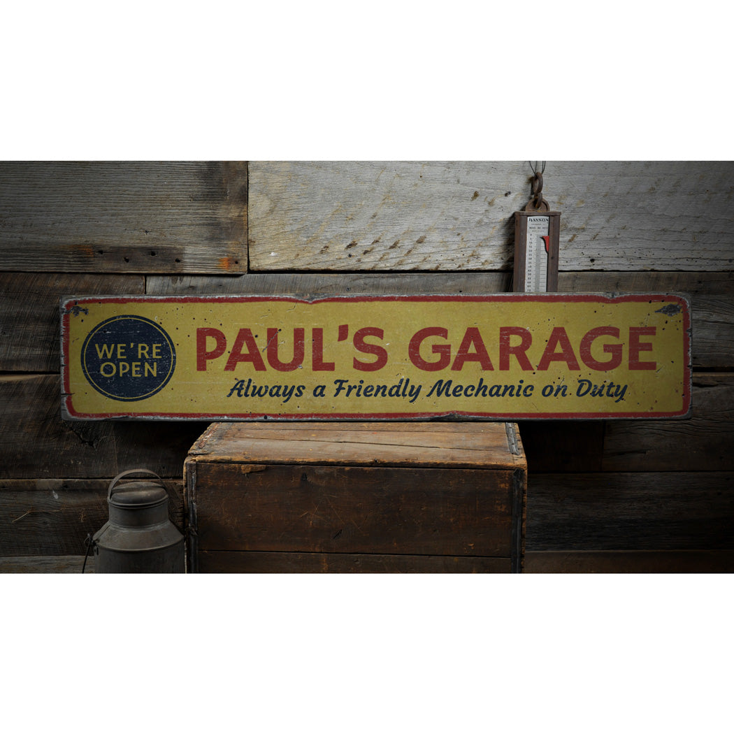 Open Garage Rustic Wood Sign