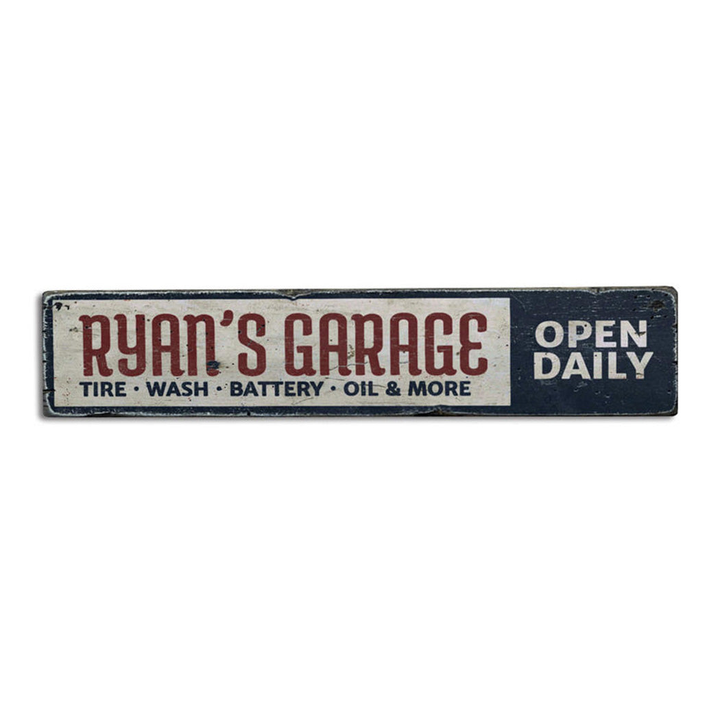 Garage Open Daily Rustic Wood Sign