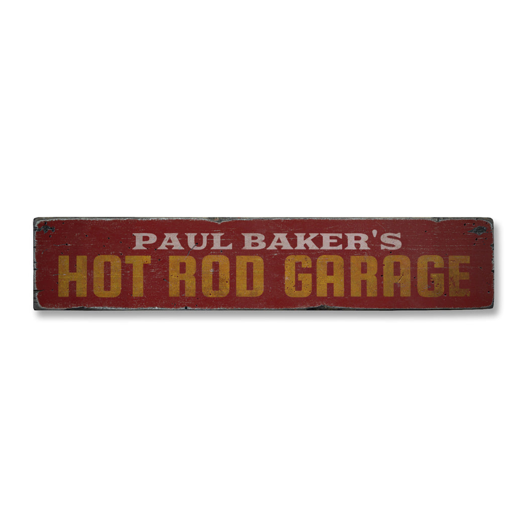 Hot Rod Garage Rustic Wood Sign