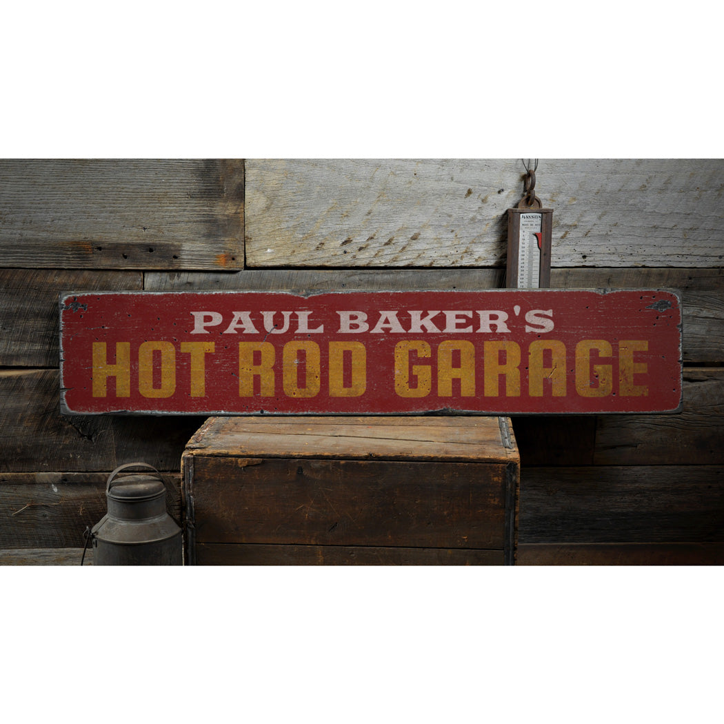 Hot Rod Garage Rustic Wood Sign