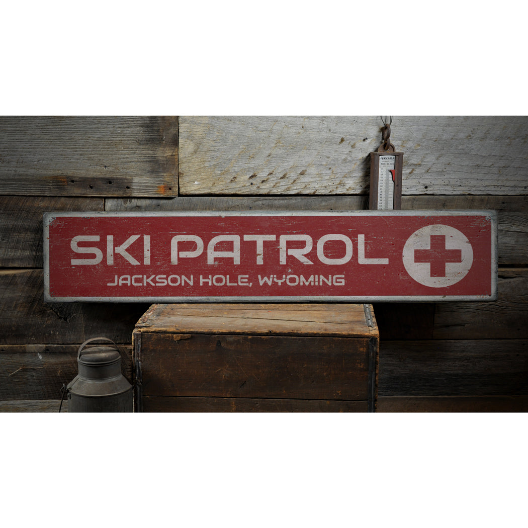 Ski Patrol Rustic Wood Sign