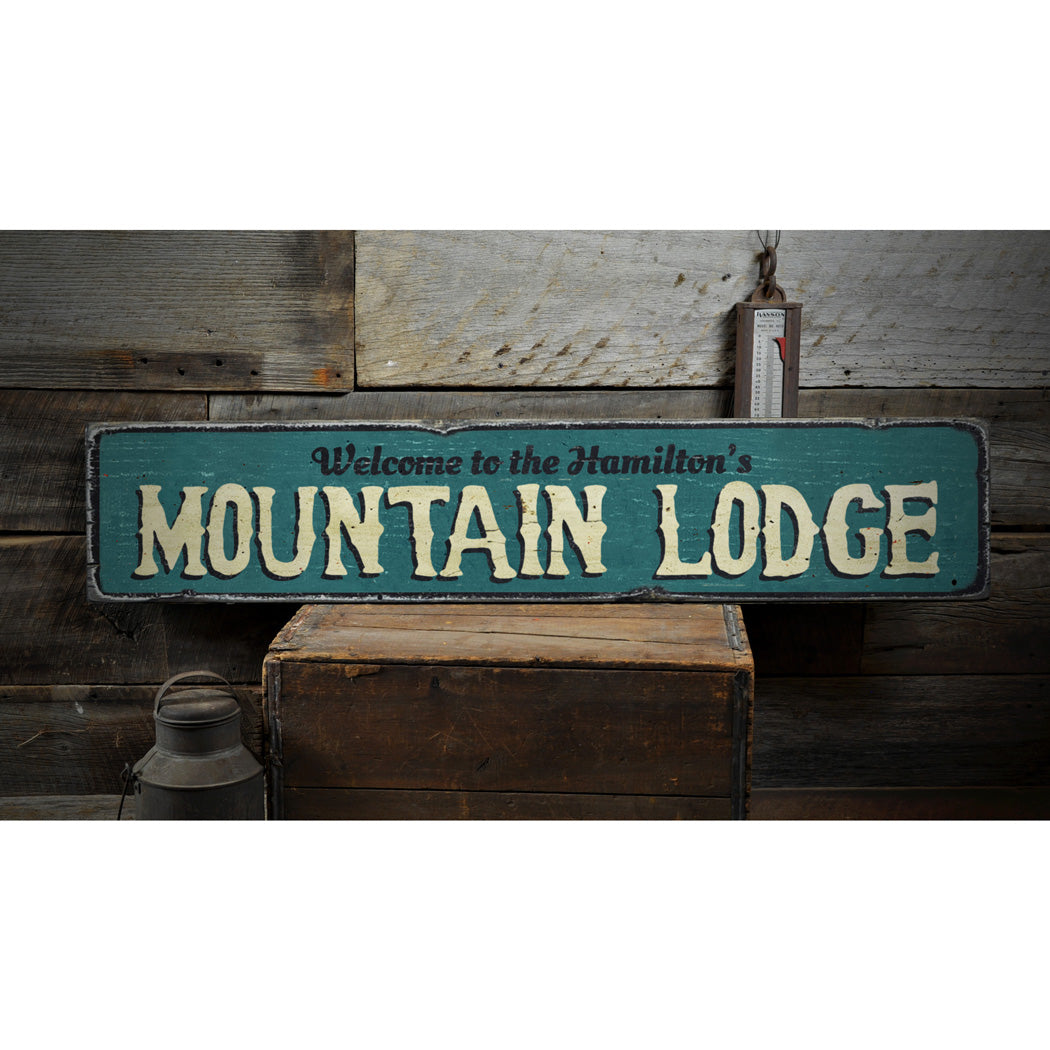 Mountain Lodge Welcome Rustic Wood Sign