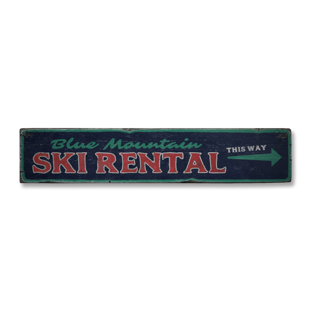 Ski Rental Rustic Wood Sign