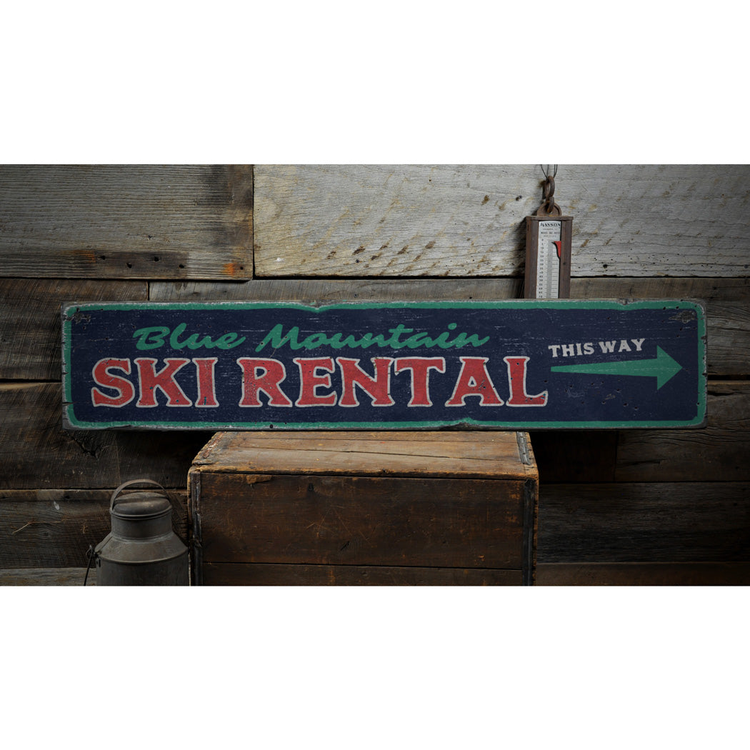 Ski Rental Rustic Wood Sign