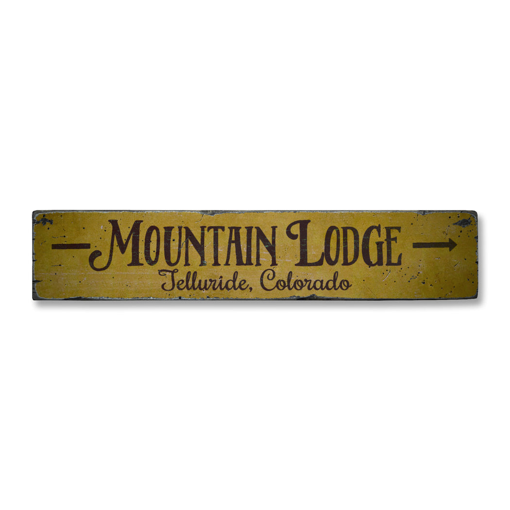 Mountain Lodge Arrow Rustic Wood Sign