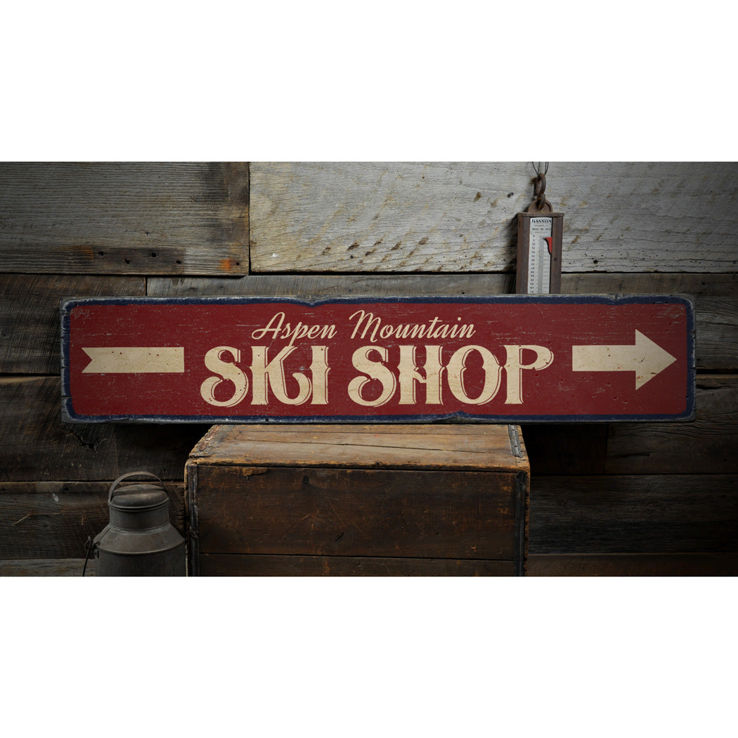 Ski Shop Rustic Wood Sign