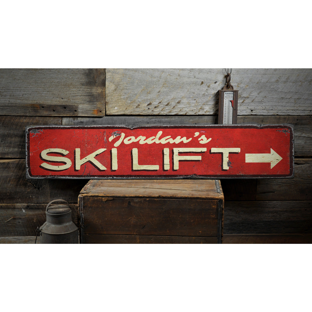 Ski Lift Rustic Wood Sign