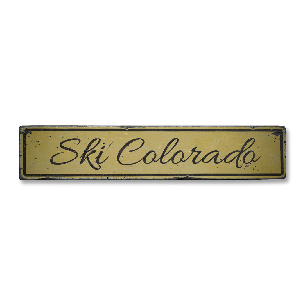 Ski Location Rustic Wood Sign