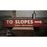 To Slopes Arrow Rustic Wood Sign