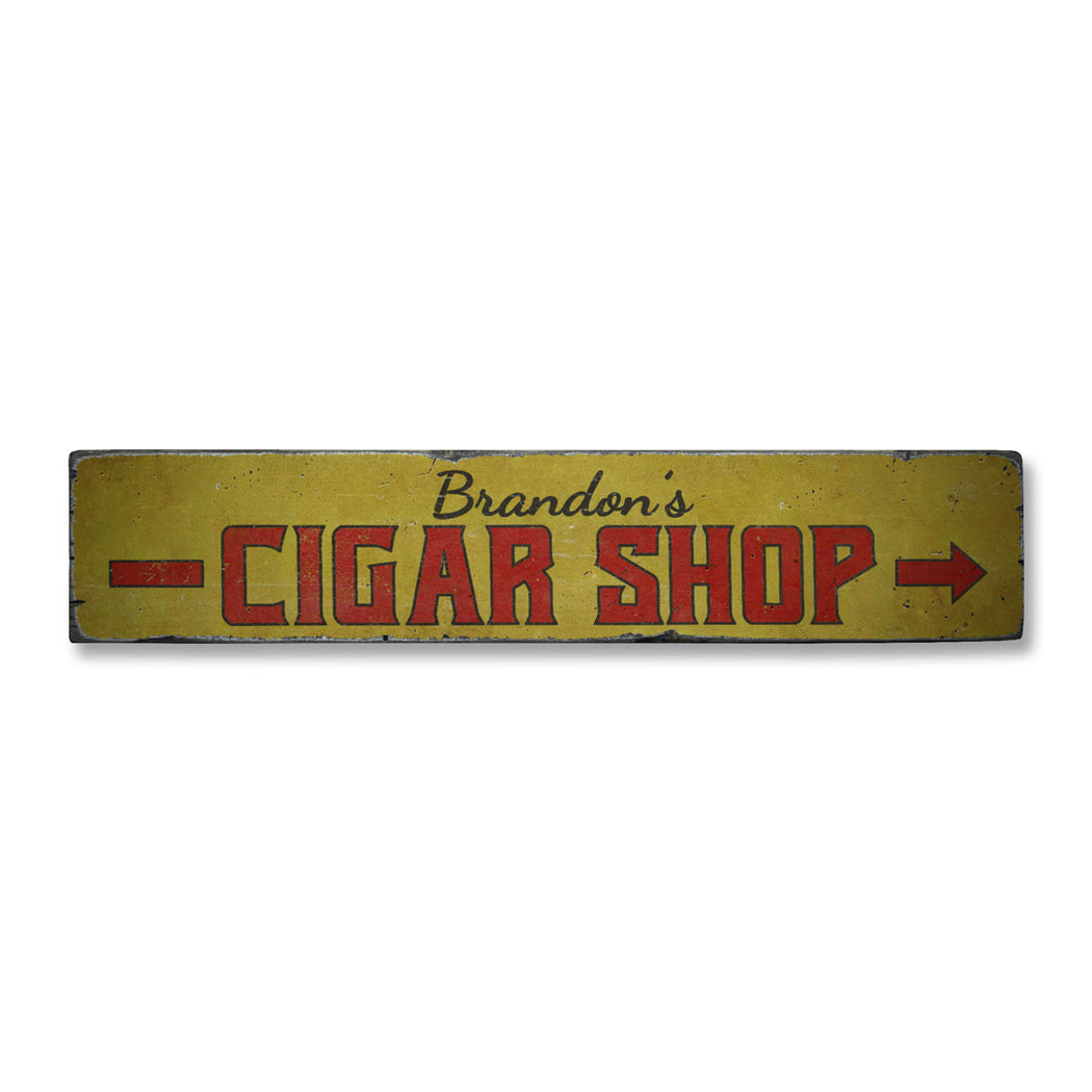 Cigar Shop Arrow Rustic Wood Sign