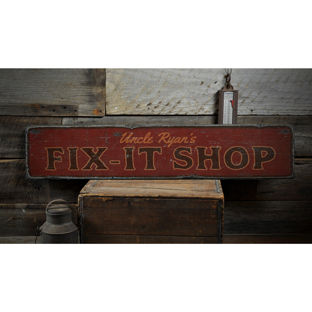 Fix it Shop Rustic Wood Sign