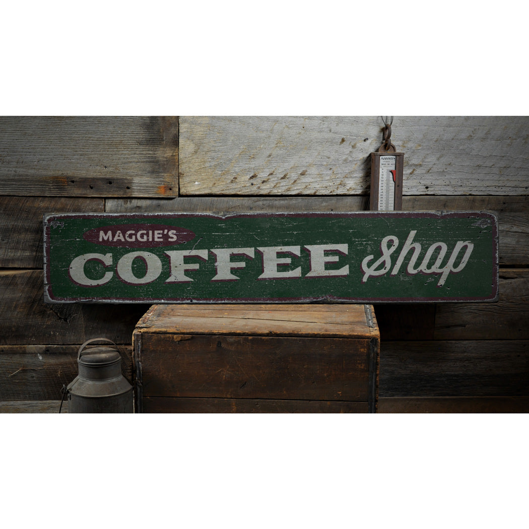 Coffee Shop Name Rustic Wood Sign