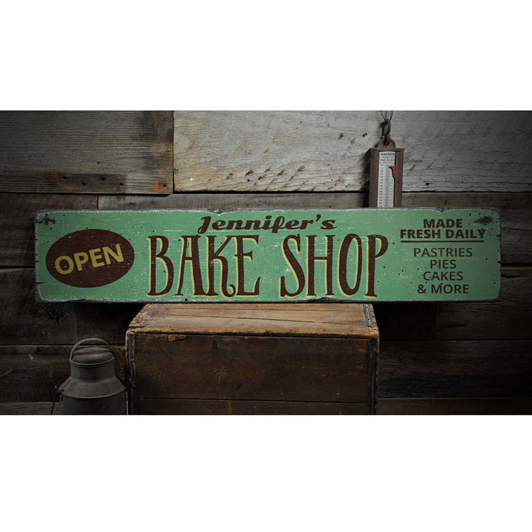 Bake Shop Open Rustic Wood Sign