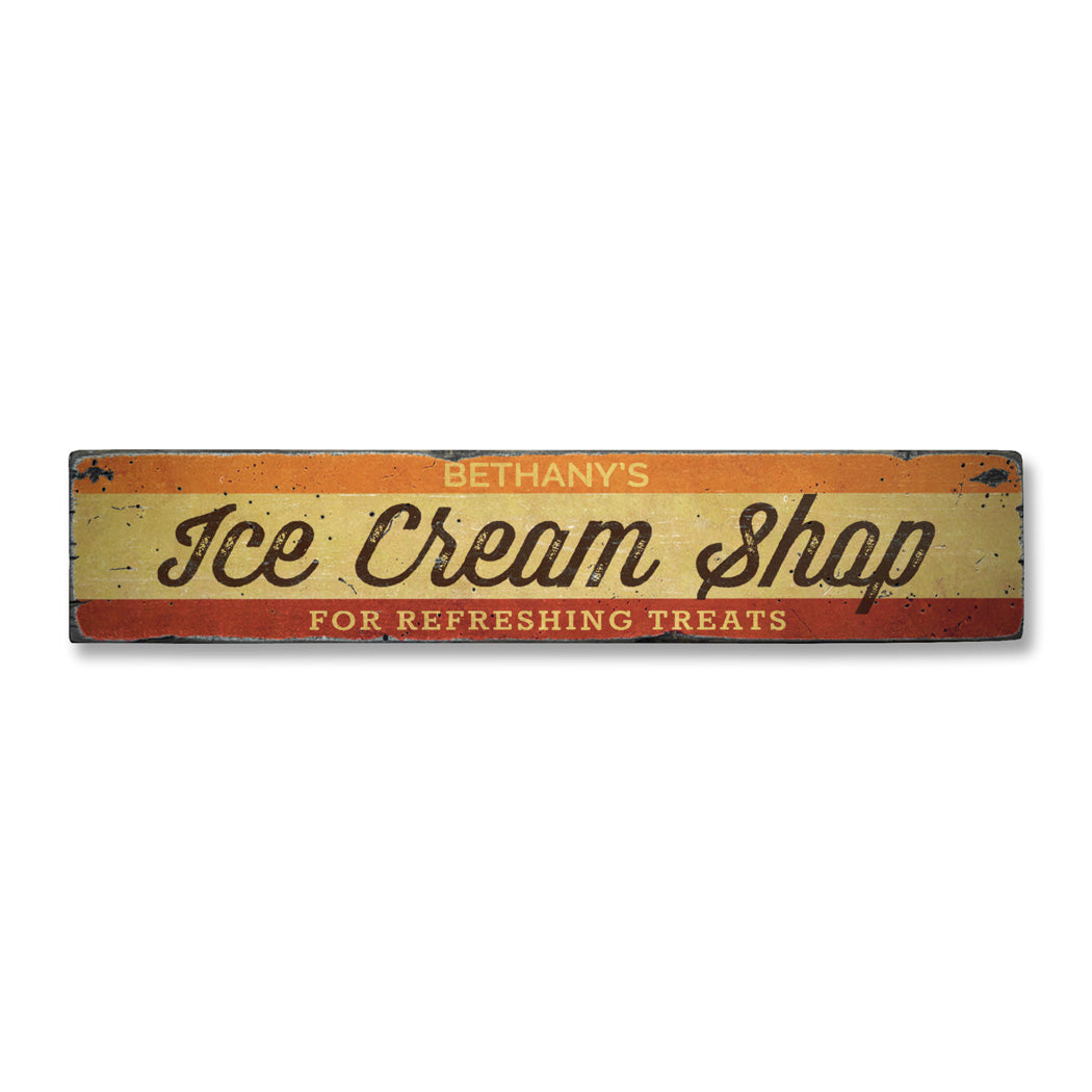 Ice Cream Shop Rustic Wood Sign