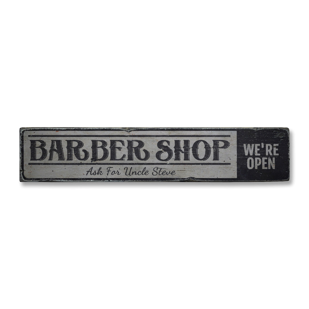 Vintage Barber Shop Rustic Wood Sign