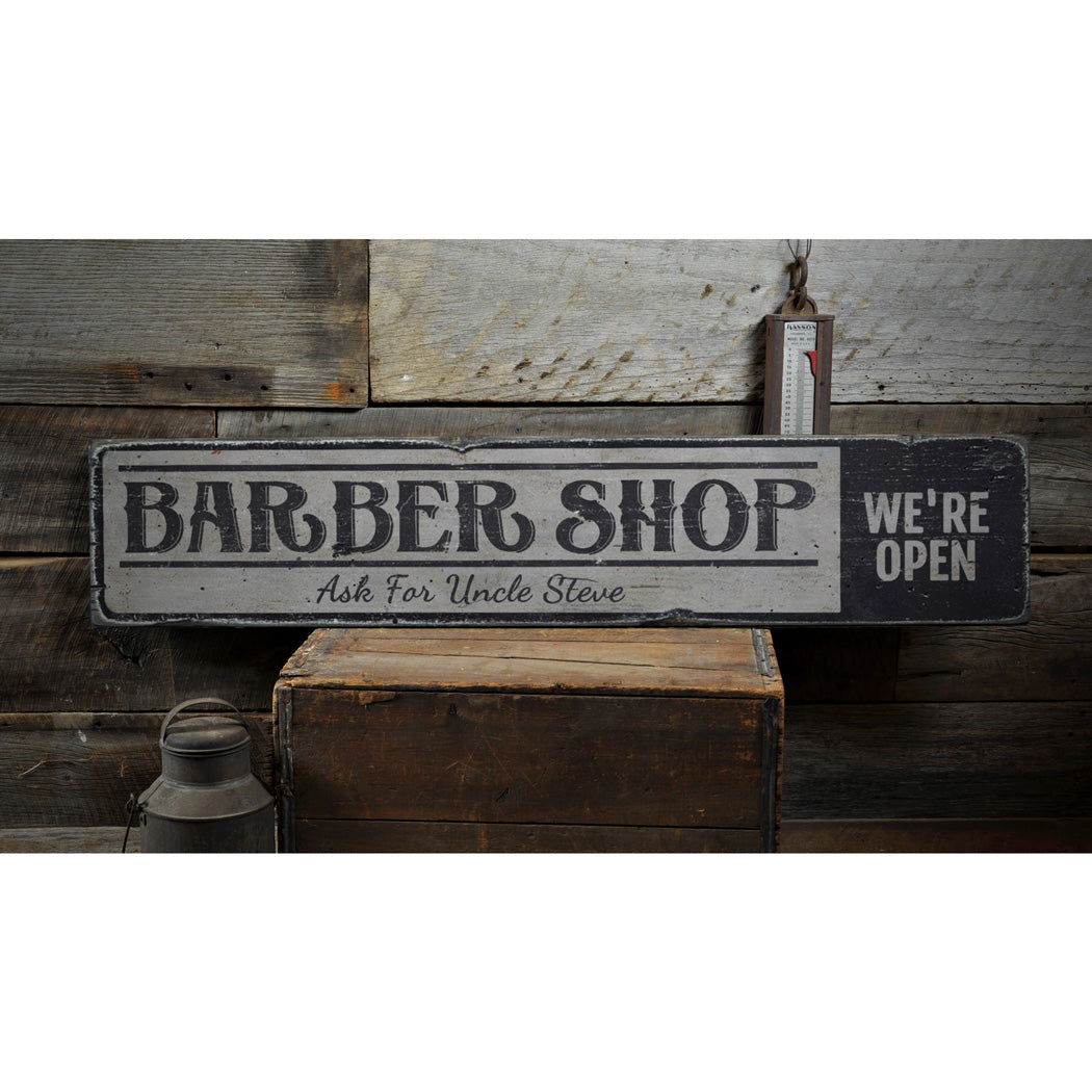 Vintage Barber Shop Rustic Wood Sign