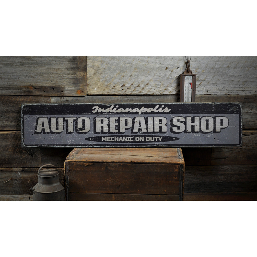 Auto Repair Shop Rustic Wood Sign