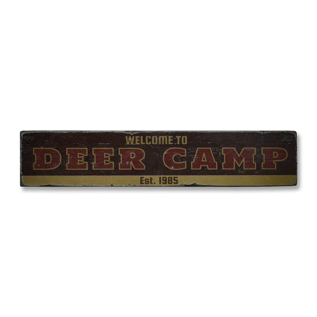 Welcome Deer Camp Rustic Wood Sign