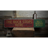 Buck Stops Here Rustic Wood Sign