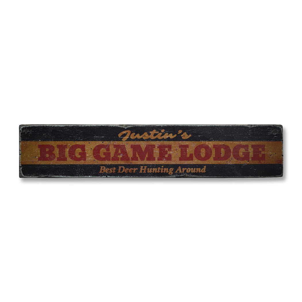 Big Game Lodge Rustic Wood Sign