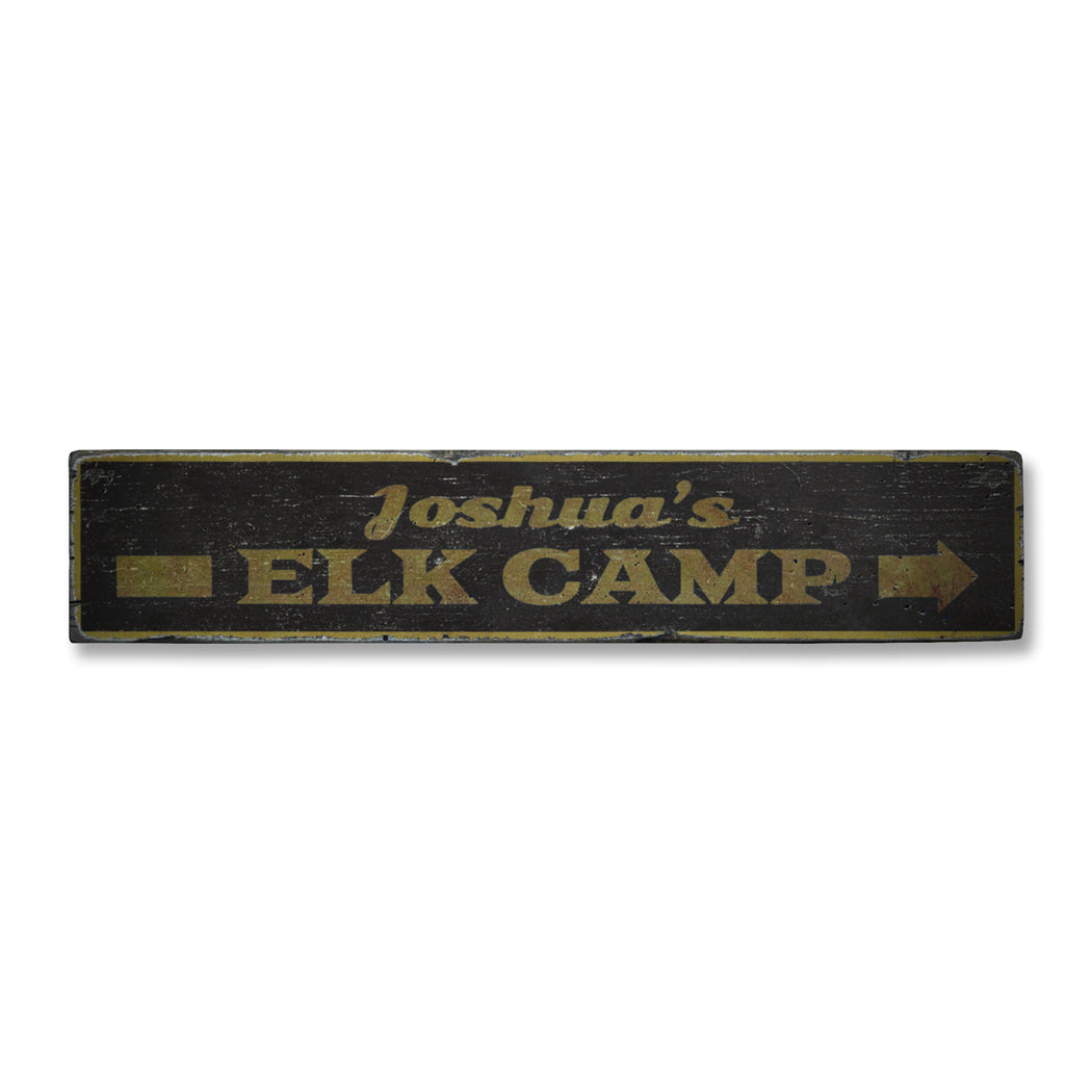 Elk Camp Rustic Wood Sign