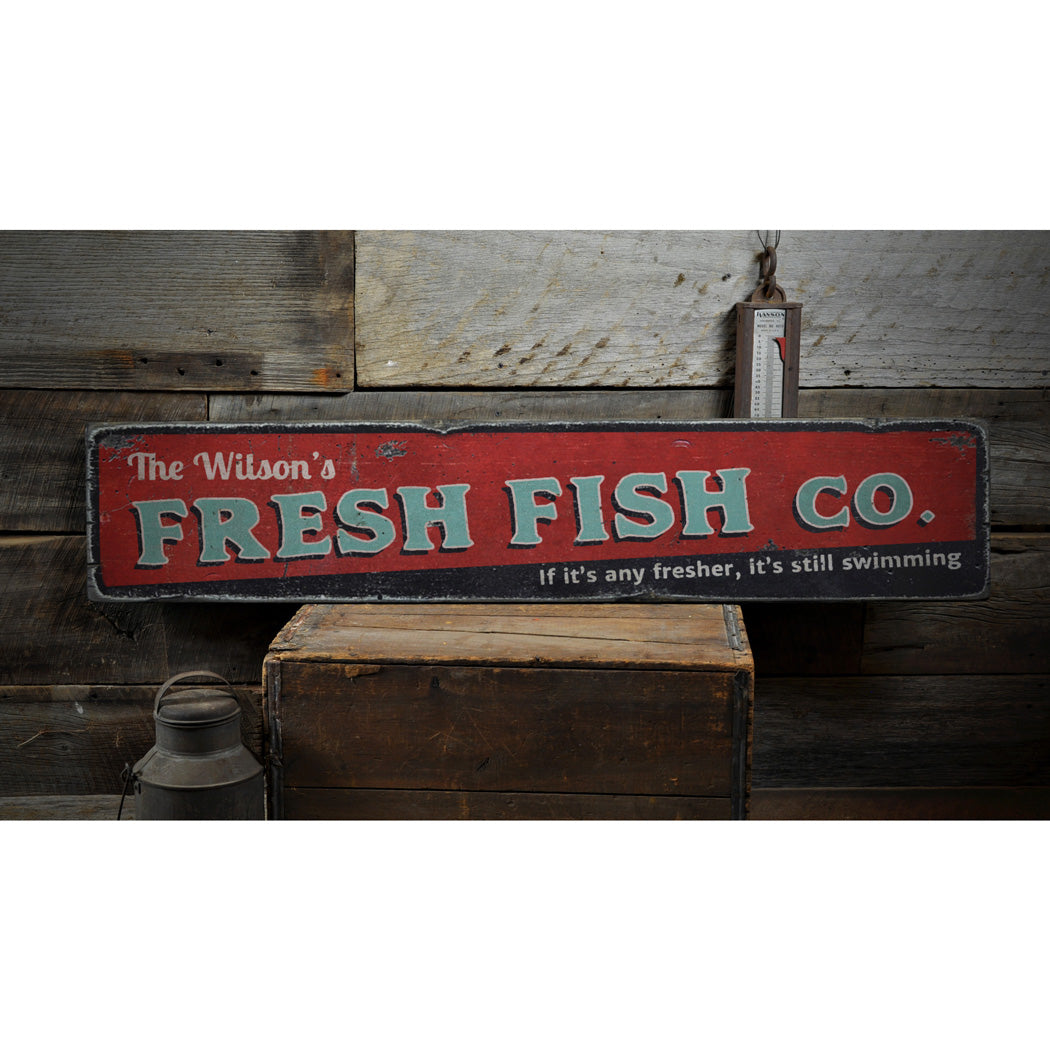 Fresh Fish Company Rustic Wood Sign