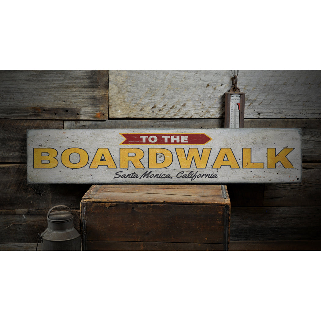 To the Boardwalk Rustic Wood Sign