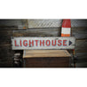 Directional Arrow Lighthouse Rustic Wood Sign