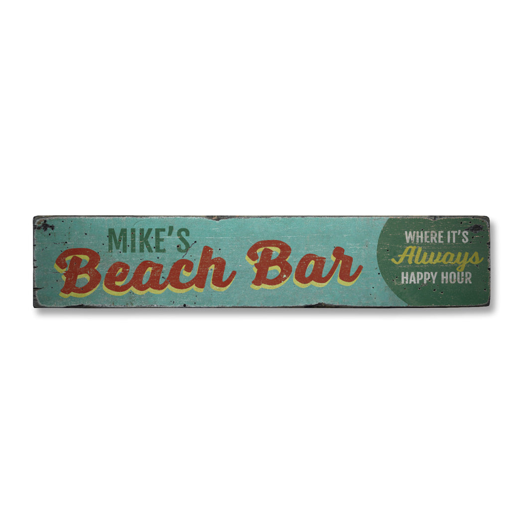 Beach Bar Name Rustic Wood Sign