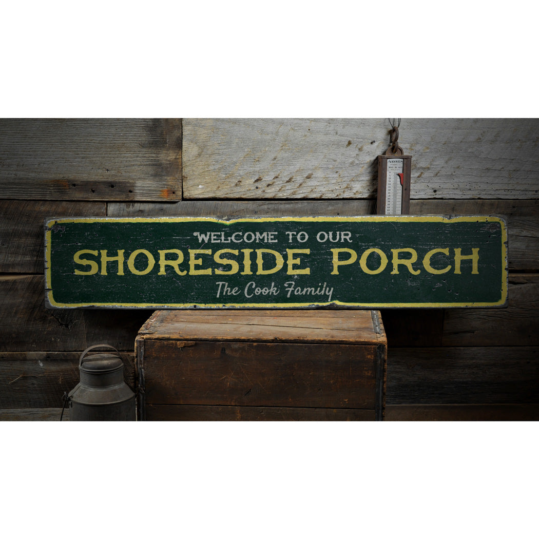 Shoreside Porch Rustic Wood Sign