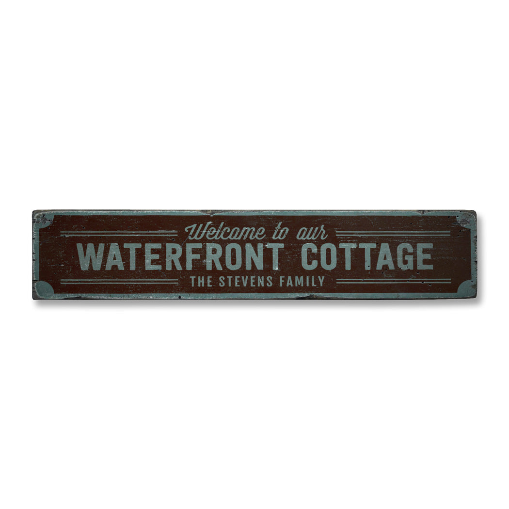 Waterfront Cottage Rustic Wood Sign