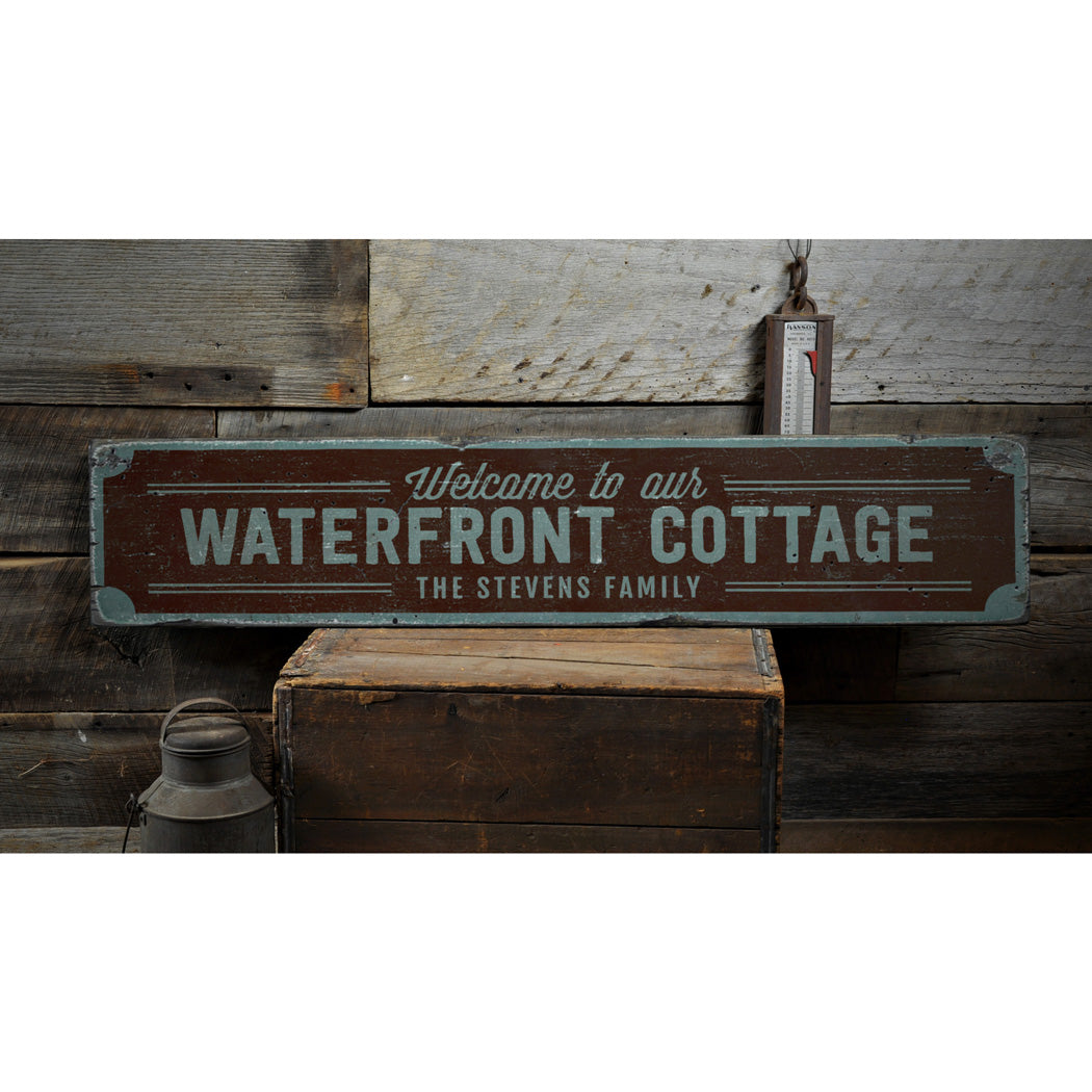 Waterfront Cottage Rustic Wood Sign