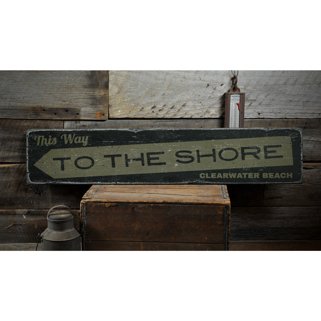 This Way to the Shore Rustic Wood Sign